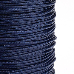 Prussian Blue Braided Korean Waxed Polyester Cords, Prussian Blue, 1mm, about 174.97 yards(160m)/roll
