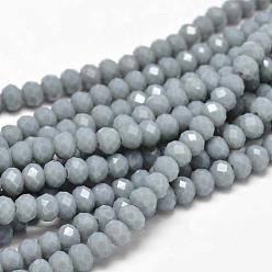 Bleu Cadet Perles de verre rondelle à facettes, bleu cadet, 6x4mm, Trou: 1mm, Environ 94 pcs/chapelet, 17 pouce