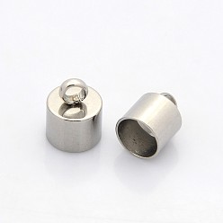 Stainless Steel Color 304 Stainless Steel Cord Ends, End Caps, Stainless Steel Color, 13x9mm, Hole: 3mm, Inner Diameter: 8mm