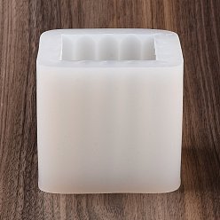 Blanc Moules en silicone de qualité alimentaire pour bougies cubiques en forme de rayures, pour la fabrication de bougies parfumées, blanc, 95x95x87mm, diamètre intérieur: 80x80x80 mm