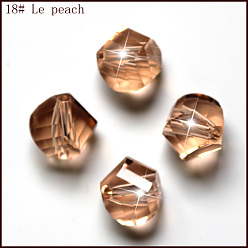 Персиковый Слойка Имитация Австрийские кристаллические шарики, класс AAA, граненые, многоугольник, розовые, 10 мм, отверстие : 0.9~1 мм