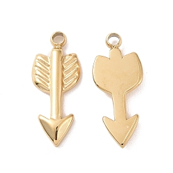 Real 18K Gold Plated 304 Stainless Steel Pendants, Arrow, Real 18K Gold Plated, 13.5x5.5x1mm, Hole: 1.2mm