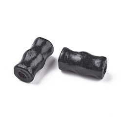 Black Handmade Natural Wood Beads, Lead Free, Bamboo-section, Dyed, Black, 16x7mm, Hole: 3mm, about 2350pcs/500g