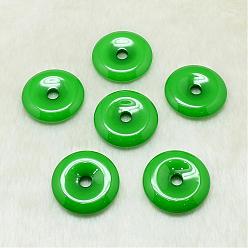 Green Resin Pendants, Donut/Pi Disc, Green, 25x6mm, Hole: 5mm