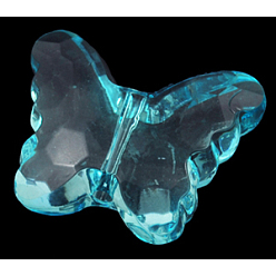 Bleu Ciel Foncé Perles acryliques transparentes, papillon, bleu profond du ciel, longueur d'environ 22 mm ,  largeur de 18 mm, épaisseur de 9mm, Trou: 1.6~1.8 mm, environ257 pcs / 500 g