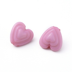 Pink Opaque Acrylic Beads, Heart, Pink, 11x11x7mm, Hole: 1.5mm, about 1420pcs/500g