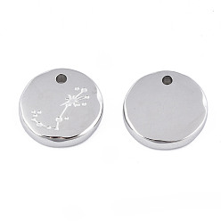 Scorpio 316 Surgical Stainless Steel Charms, Flat Round with Constellation, Stainless Steel Color, Scorpio, 10x2mm, Hole: 1mm