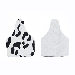 White Eco-Friendly Cowhide Leather Big Pendants, Bottle with Leopard Print Pattern, White, 51x38x1.5mm, Hole: 1.4mm