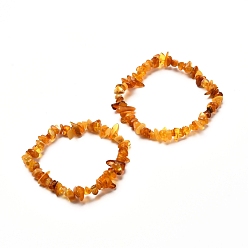 Amber Natural Amber Chip Beads Stretch Bracelets Set for Parent and Kid, Inner Diameter: 2 inch(5cm), 2-1/4 inch(5.6cm), 2pcs/set