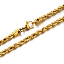 Golden 304 Stainless Steel Rope Chain Necklaces, with Lobster Claw Clasps, Golden, 23.6 inch(59.9cm)