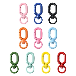 Mixed Color 10Pcs Spray Painted Alloy Swivel Clasps, Oval Rings, Mixed Color, 39x15.5x7mm, Hole: 10.5mm, inner diameter: 16.5x8mm