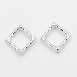 Silver Tibetan Style Alloy Bead Frame, Rhombus, Lead Free and Cadmium Free, Silver, 16x16x2mm, Hole: 1mm
