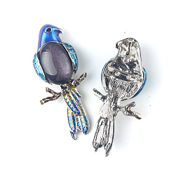 Blue Goldstone Parrot Synthetic Blue Goldstone Brooch Pin for Women, 68x28mm