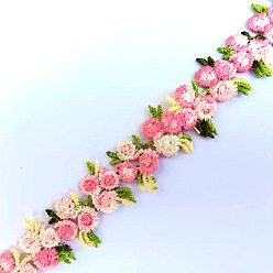 Pink Cinta jacquard de poliéster con flores, para accesorios de ropa, rosa, 3/4 pulgada (20 mm)