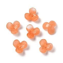 Dark Orange Dyed Glass Beads Cap, 3-Petal, Dark Orange, 12x13x4.5mm, Hole: 1.2mm