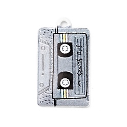 Gris Clair Pendentifs en alliage imprimés, cassette, platine, gris clair, 25.5x14.5x2.5mm, Trou: 1.6mm