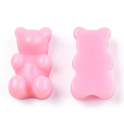 Pink Cabochons en résine, imitation gelée, ours, rose, 18.5x11x7mm