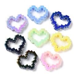 Mixed Color UV Plated Acrylic Beads, Bead Frame, Iridescent, Heart, Mixed Color, 25.5x29.5x7mm, Hole: 3mm