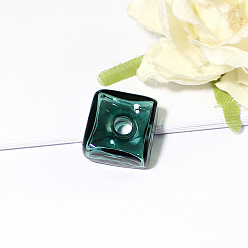 Verde azulado Colgante de botella de perfume de murano hecho a mano, cuadrado y corazón, cerceta, 20x20 mm