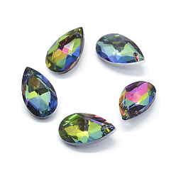Colorful Faceted Glass Pendants, teardrop, Colorful, 15x9.5x5.5mm, Hole: 1mm