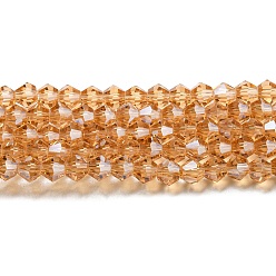 Pérou Transparentes perles de verre de galvanoplastie brins, perle plaquée lustre, facette, Toupie, Pérou, 3x2.5mm, Trou: 0.7mm, Environ 162~185 pcs/chapelet, 12.76~14.61 pouce (32.4~37.1 cm)