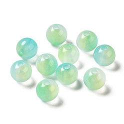 Vert Pâle Perles acryliques transparentes, deux tons, ronde, vert pale, 7.5x7mm, Trou: 1.8mm, environ: 1900~2000 pcs / 500 g