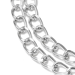 Серебро Алюминиевые скрученные бордюрный цепи, несварные, граненые, серебряные, 10x6.5x1.8 мм