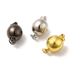 Mixed Color Brass Magnetic Clasps with Loops, Round, Mixed Color, Mixed Color, 19x12mm, Hole: 2mm