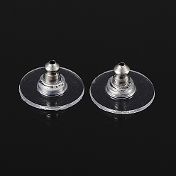 Stainless Steel Color 304 Stainless Steel Ear Nuts, Bullet Clutch Earring Backs with Pad, for Droopy Ears, with Plastic, Stainless Steel Color, 11x6mm, Hole: 1mm