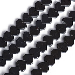 Non-magnetic Hematite Non-magnetic Synthetic Hematite Beads Strands, Heart, 7.5x8x2.5mm, Hole: 0.8mm, about 64pcs/strand, 15.86 inch(40.3cm)