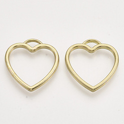 Golden CCB Plastic Pendants, Heart, Golden, 26x24x2.5mm, Hole: 2.5x5.5mm, about 1150pcs/500g