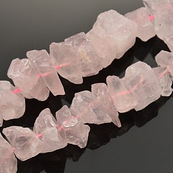 Розовый Кварц Естественно розового кварца самородки шарик нити, 12~16x6~15 мм, отверстие : 1 мм, о 15.7 дюйме