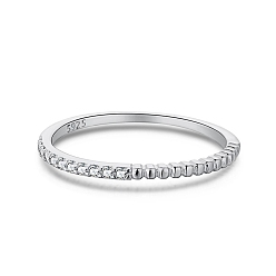 Real Platinum Plated Rhodium Plated 925 Sterling Silver Finger Rings, Stackable Ring, with Cubic Zirconia & 925 Stamp for Women, Real Platinum Plated, 1mm, US Size 7(17.3mm)