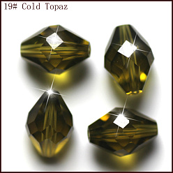 Olive Imitation Austrian Crystal Beads, Grade AAA, Faceted, Bicone, Olive, 10x13mm, Hole: 0.9~1mm
