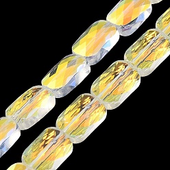 Clear AB Transparent Electroplate Glass Beads Strands, Rainbow Plated, Faceted, Rectangle, Clear AB, 9x6x4mm, Hole: 1.2mm, about 72pcs/strand, 25.98''(66cm)