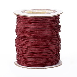 Rouge Foncé Fil de nylon, ronde, corde à nouer chinoise, chaîne de perles, pour la fabrication de bracelets, rouge foncé, 1.5 mm, environ 140 mètres / rouleau