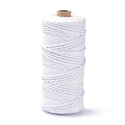 White Cotton String Threads, for DIY Crafts, Gift Wrapping and Jewelry Making, White, 3mm, about 109.36 Yards(100m)/Roll