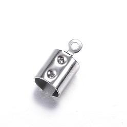 Stainless Steel Color 304 Stainless Steel Cord End, Folding Crimp Ends, Fold Over Crimp Cord Ends, Stainless Steel Color, 12x6.5x6.5mm, Hole: 1.2mm
