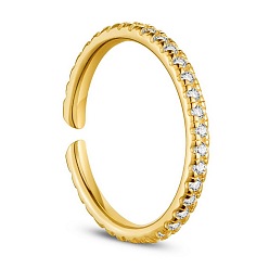 Real 18K Gold Plated SHEGRACE Simple Design 925 Sterling Silver Cuff Rings, Open Rings, Micro Pave Grade AAA Cubic Zirconia, Real 24K Gold Plated, Size 8, 18mm
