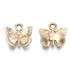 Light Gold Alloy Charms, Cadmium Free & Lead Free, Butterfly, Light Gold, 12x12.5x3mm, Hole: 1.8mm