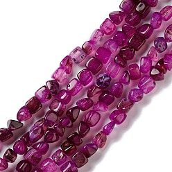 Magenta Natural Agate Beads Strands, Nuggets, Dyed & Heated, Magenta, 5~11x5~12x5~11mm, Hole: 1~1.4mm, about 39~50pcs/strand, 14.17~14.96 inch(36~38cm)