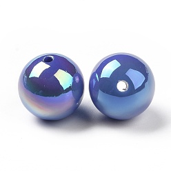 Королевский синий Пластиковые бусины abs, с покрытием AB цвета, круглые, королевский синий, 16x15 мм, отверстие : 2 мм