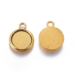 Античное Золото Сеттинги для кулона ( кабошон ), тибетский стиль, без кадмия и без свинца, античное золото , плоско-круглый лоток : 15 мм , 23.5x18.8x2.5 мм, отверстие : 3 мм