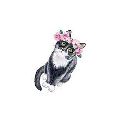 Cat Shape Pegatinas de papel de tatuajes temporales extraíbles a prueba de agua con tema anmial, Patrón de gato, 6x6 cm
