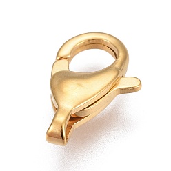Golden 304 Stainless Steel Lobster Claw Clasps, Golden, 15x9.5x3.5mm, Hole: 2.5x1mm