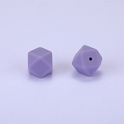 Plum Hexagonal Silicone Beads, Chewing Beads For Teethers, DIY Nursing Necklaces Making, Plum, 23x17.5x23mm, Hole: 2.5mm