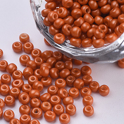 Chocolate Baking Paint Glass Seed Beads, Round, Chocolate, 3x1.5~3mm, Hole: 1mm, about 10000pcs/bag, about 450g/bag