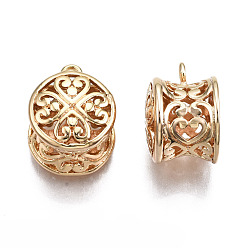 Real 18K Gold Plated Brass Pendants, Hollow, Nickel Free, Column, Real 18K Gold Plated, 15x11mm, Hole: 1.8mm