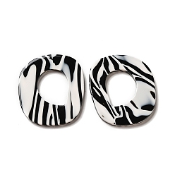 Cellulose Acetate Cellulose Acetate(Resin) Cabochons, Black And White Oval Ring, 39x24x2.5mm
