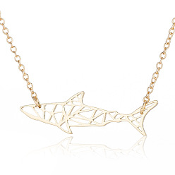 Doré  201 collier pendentif requin origami en acier inoxydable pour femme, or, 19.69 pouce (50 cm)